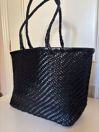 Bolso shopper Parfois piel trenzada negro