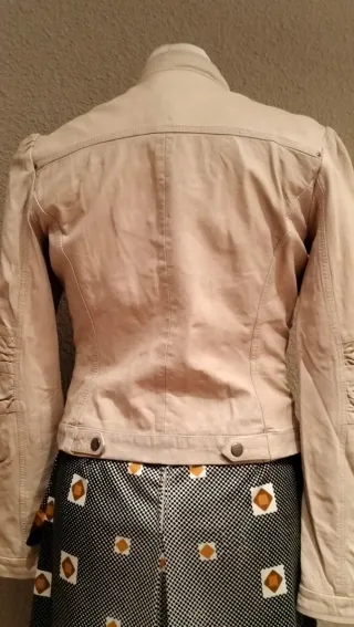 Cazadora Piel Zara Beige