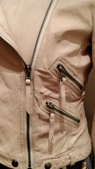 Cazadora Piel Zara Beige