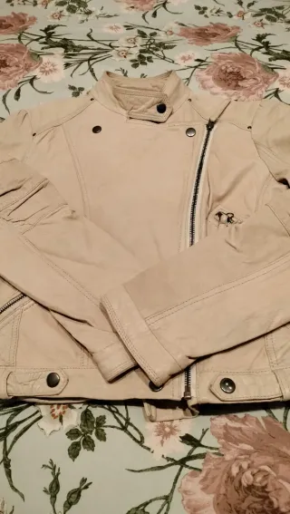 Cazadora Piel Zara Beige