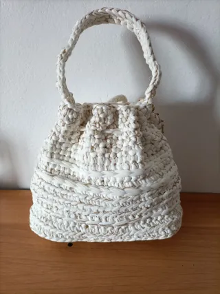 Borsetta a mano in fettuccia e lurex handmade