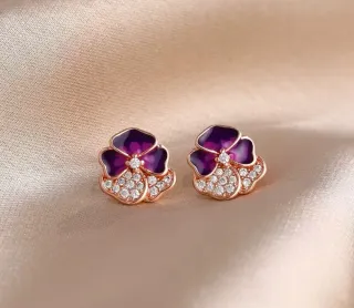 Pendientes Pandora Flor Morada y Rosada.