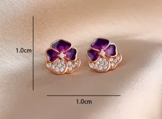 Pendientes Pandora Flor Morada y Rosada.