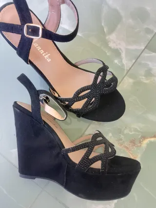 Scarpe con zeppa nere donna taglia 37