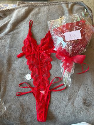Conjunto Lenceria Mujer Rojo Encaje