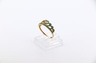 ANILLO PEQUEÑO CORONA 15 CIRCONITAS VERDES.