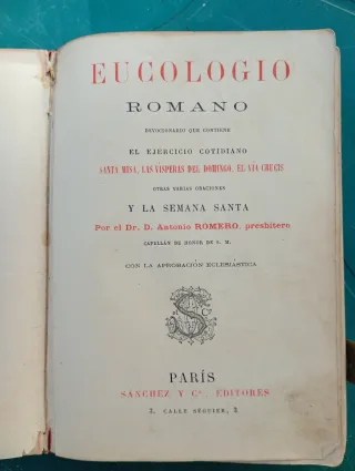Eucologio Romano Libro Antiguo