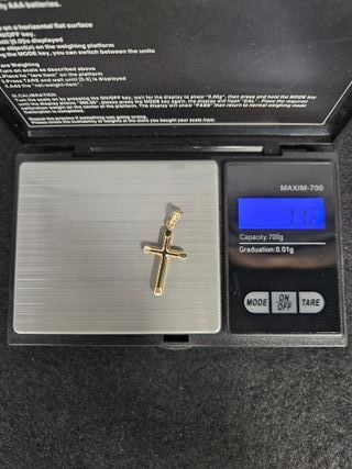 Colgante de Oro 18K, Cruz Tubular, 1,12gr, 3cm