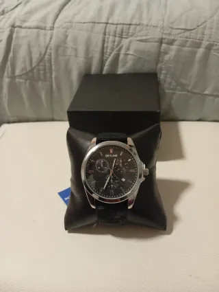 Reloj SKYLINE Hombre Negro y Plateado