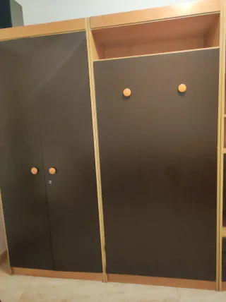 Módulos 2 camas plegables armario y estanteria