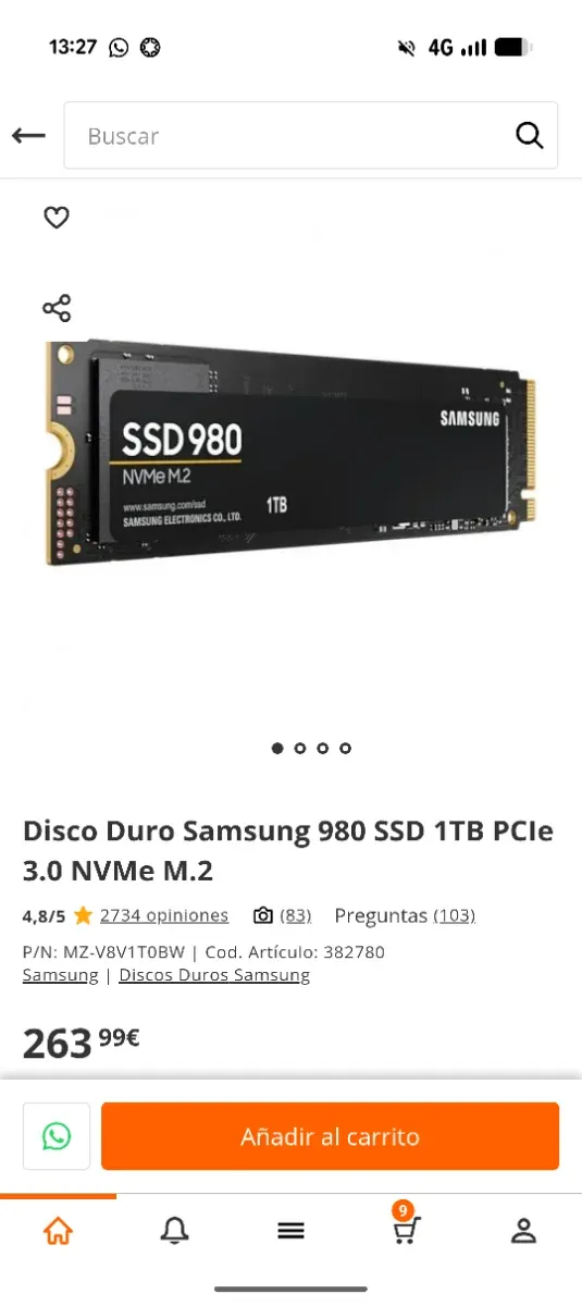 SSD Samsung 980 NVMe 1TB afbeelding 2