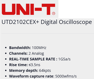 Osciloscópio Digital UNI-T UTD2102CEX 100MHz