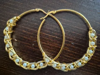 Pendientes Aro Dorados con Perlas