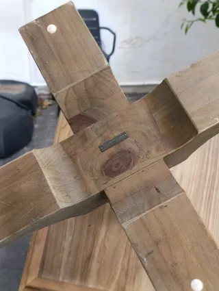 Mesa rústica madera maciza 4 unidades