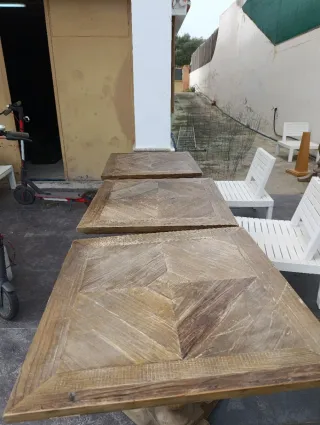 Mesa rústica madera maciza 4 unidades