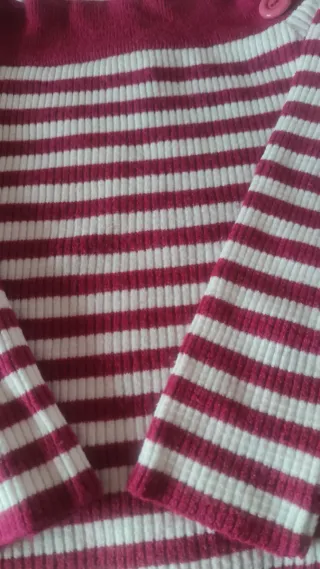 Jersey de rayas blancas y rojas Cuello barco