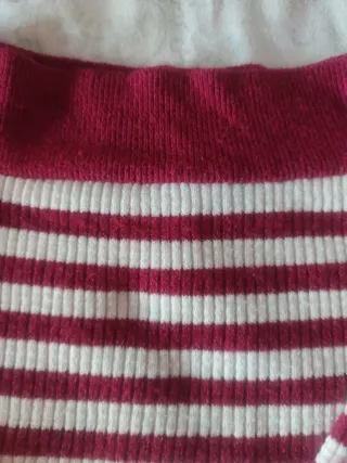 Jersey de rayas blancas y rojas Cuello barco