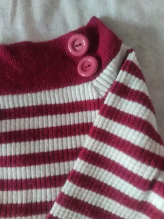 Jersey de rayas blancas y rojas Cuello barco