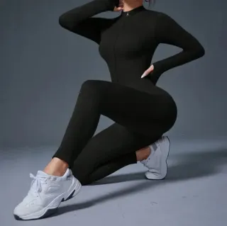 Mono de Yoga de Manga Larga con Cremallera