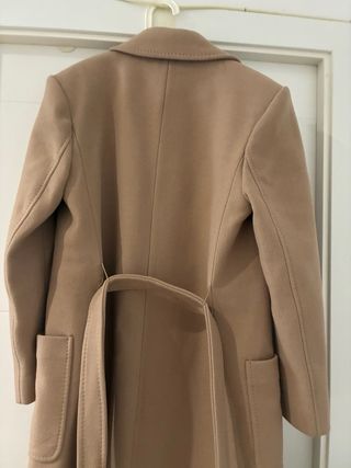Abrigo lana cinturón beige