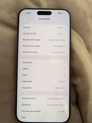 iPhone 16 Pro Max Dorado 256Gb 100% bateria