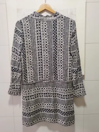 Vestido Mango Estampado Blanco y Negro