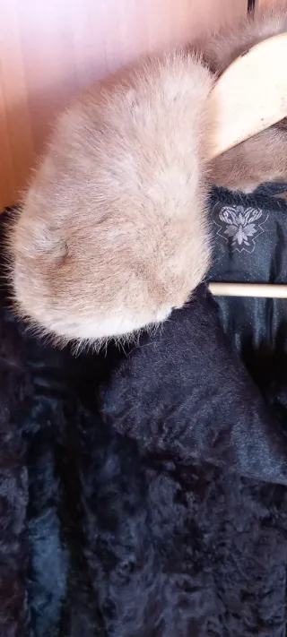 Abrigo Piel Astracán Señora 3/4 Negro/Beige