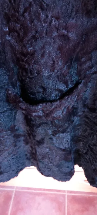 Abrigo Piel Astracán Señora 3/4 Negro/Beige