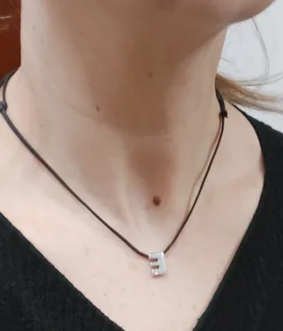 Ciondolo lettera E oro bianco 750..18kt con diaman