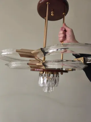 Lámpara de techo cristal y metal