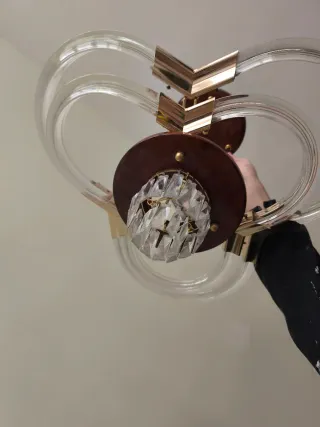 Lámpara de techo cristal y metal