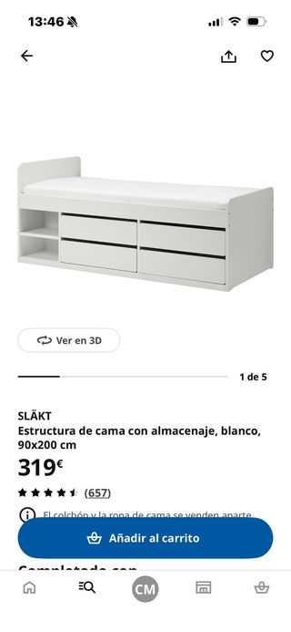 Estructura Cama IKEA SLÄKT 90x200cm