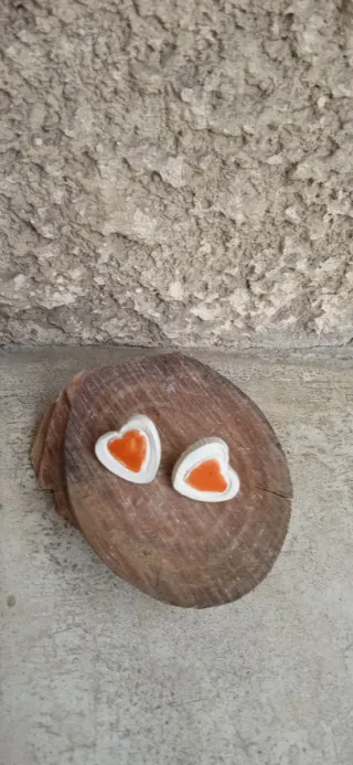 Pendientes Corazón Cerámica Artesanales