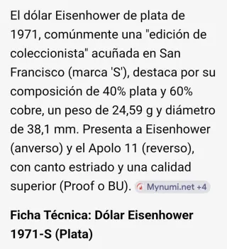 Dólar Plata Eisenhower 1971
