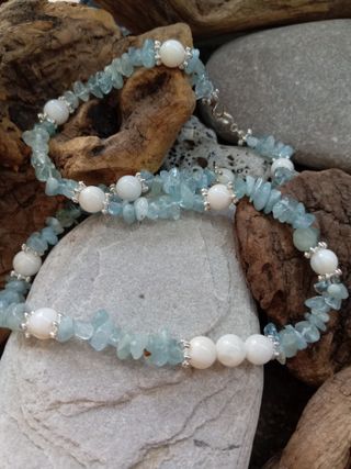 Collana Acquamarina e Madreperla Artigianale