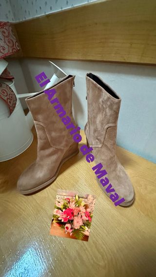Botines de piel con cuña Vintage
