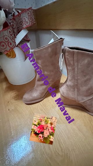 Botines de piel con cuña Vintage