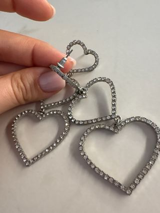 Pendientes largos corazón con brillantes