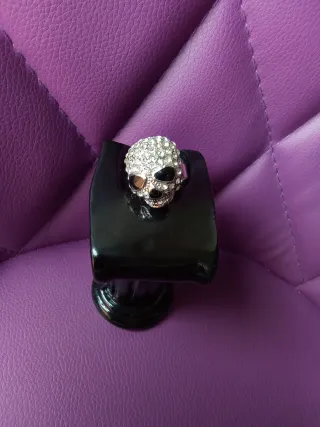 ANILLO CALAVERA AJUSTABLE STRASS BRILLANTES