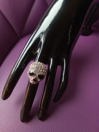 ANILLO CALAVERA AJUSTABLE STRASS BRILLANTES