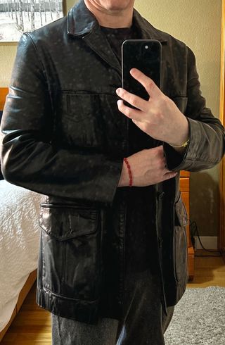 Chaqueta de piel 3/4 negra