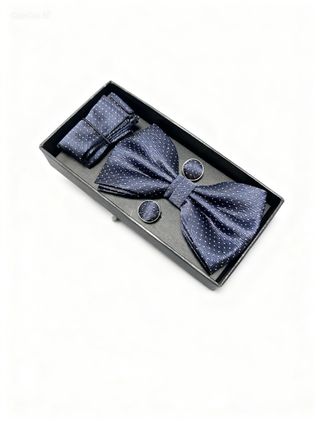 Conjunto Pajarita, Gemelos y Pañuelo Azul NUEVO