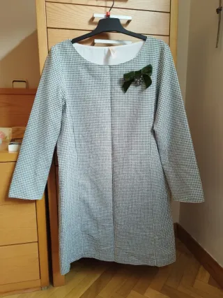 Vestido cuadros verde y blanco