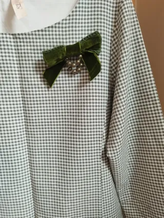 Vestido cuadros verde y blanco