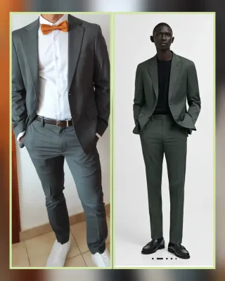 Traje gris/verde