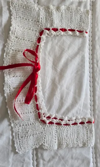 Cuerpo ganchillo camisón blanco y rojo