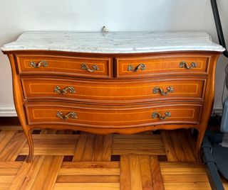 Conjunto de 2 mesitas de noche, 1 cómoda, 1 espejo