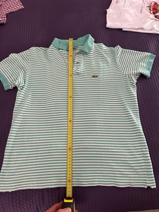 Camisa Polo Lacoste Rayas Verdes. Talla 4