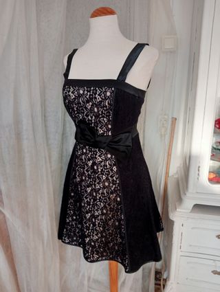 vestido negro palabra de honor marca Blanco