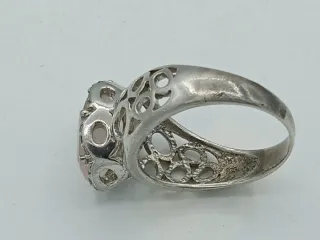 Anello Argento 925 Quarzo Rosa Misura 18